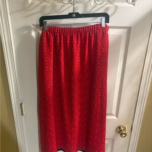 Liz Claiborne Red A-Line Skirt with Floral Pattern